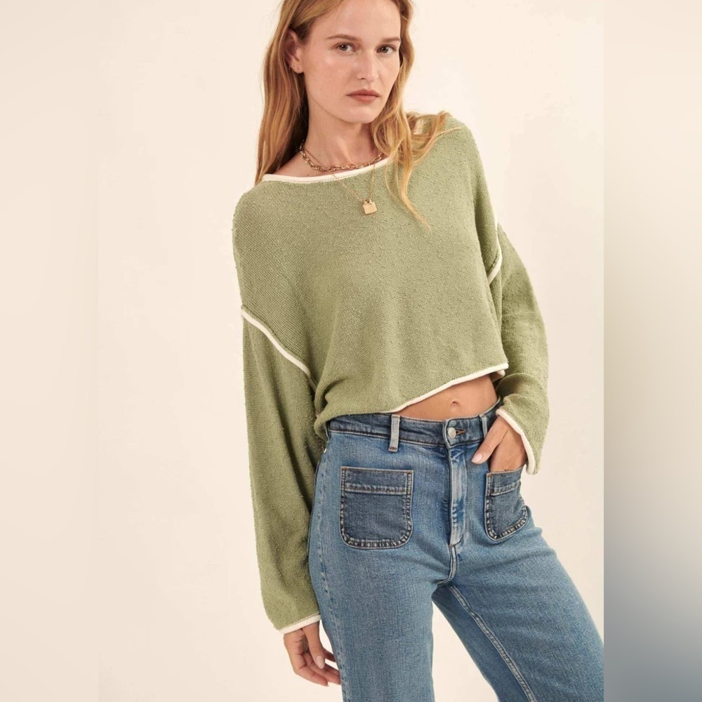 Promesa Sage Green Women's Crew Neck Sweater